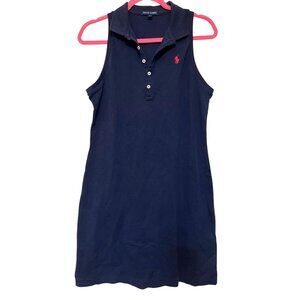 Ralph Lauren Navy Blue Sleeveless Polo Dress Size L With Red Pony Logo